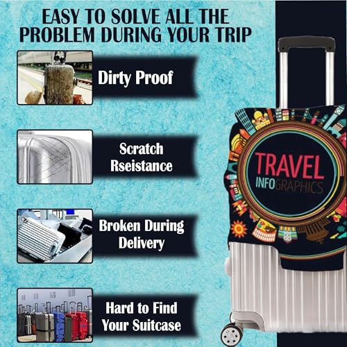 Handcuffs Luggage Cover Trolley Travel Covers, Washable Dust Proof Anti-Scratch Suitcase Protector (Black, S (18"-22")) - Image 4