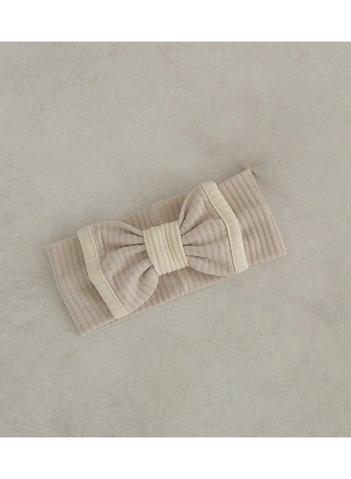 Baby Soft Breathable Cotton Short-Sleeved T-Shirt + Shorts Split + Hairband Apricot Color Three-Piece Set - Image 3