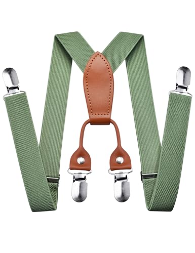 Branduce Baby Boy Sage Green Suspender with 4 Strong Clips Adjustable Kids Y Back Suspenders (SS01-51) - Image 1