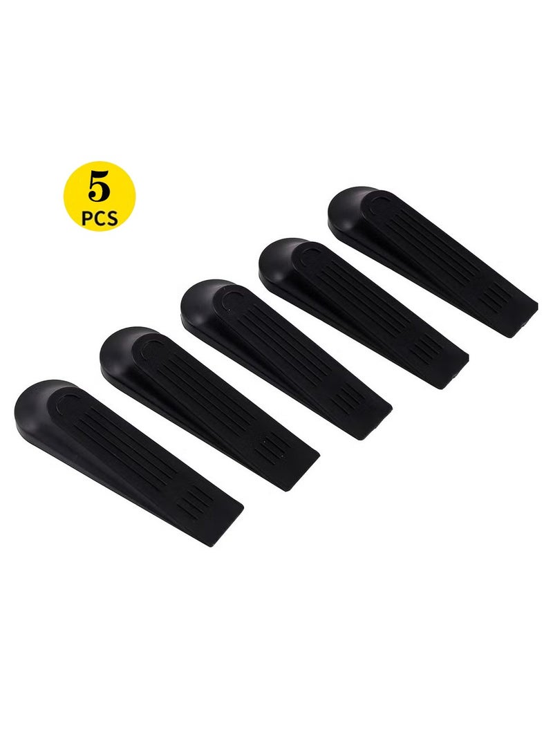 Sunspire 5-pack door stopper for door bottom, plastic door stopper, durable black angled wedge wedge chock, sturdy stackable door stop with non-slip base, ideal for preventing door slamming, suitable for indoor and outdoor use, and all floor types - Image 1