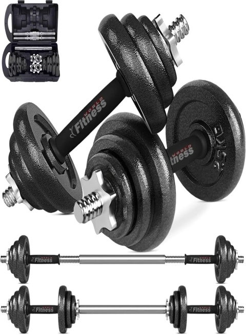 Fitness World 15 kg iron dumbbell with bag Black