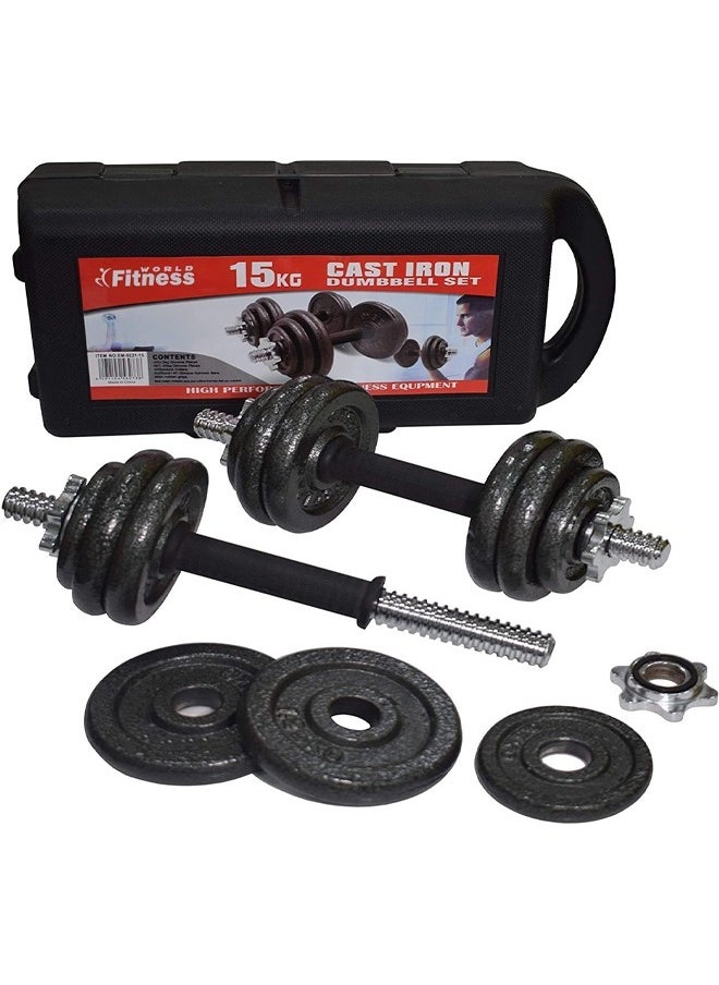 Fitness World - Fitness World 15 kg iron dumbbell with bag Black - Image 1