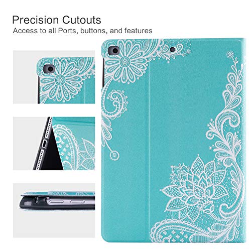 Vimorco for iPad Air 2 Case/Air 1, for iPad 9.7 inch 2017 5th /6th, for iPad 6th Generation 2018, Soft TPU Back Cover, Bump Drop Resistance Folio Leather with Auto Wake/Sleep, White Flower - Image 3
