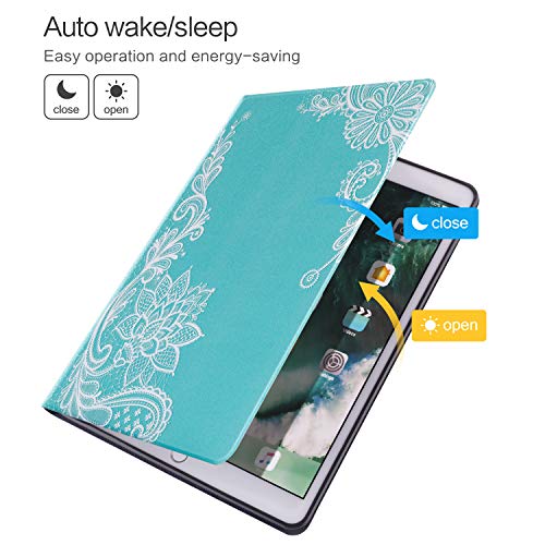 Vimorco for iPad Air 2 Case/Air 1, for iPad 9.7 inch 2017 5th /6th, for iPad 6th Generation 2018, Soft TPU Back Cover, Bump Drop Resistance Folio Leather with Auto Wake/Sleep, White Flower - Image 5