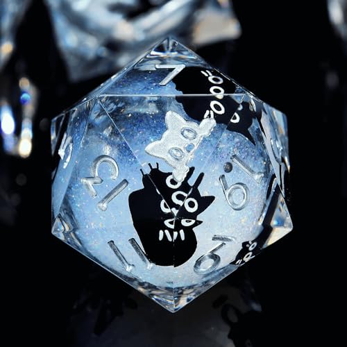 Froggod Liquid Core Cat DND Dice Set 7Pcs with Box Sharp Edge Cute Cat Style Resin Dungeons and Dragons Dice for DD Roleplaying Games RPG MTG Table Games D20 D12 D10 D8 D6 D4CatheadWhite - Image 1