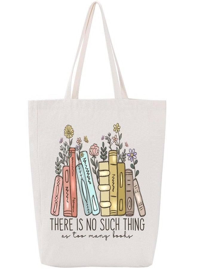 LEADO Cute Canvas Tote Bag with Pockets, Book Lovers Gifts - Thanksgiving, Birthday, Christmas Gifts for Book Lovers Women - Reading Accessories, Librarian, Bookish, Readers, Teacher, Library Present - Image 1
