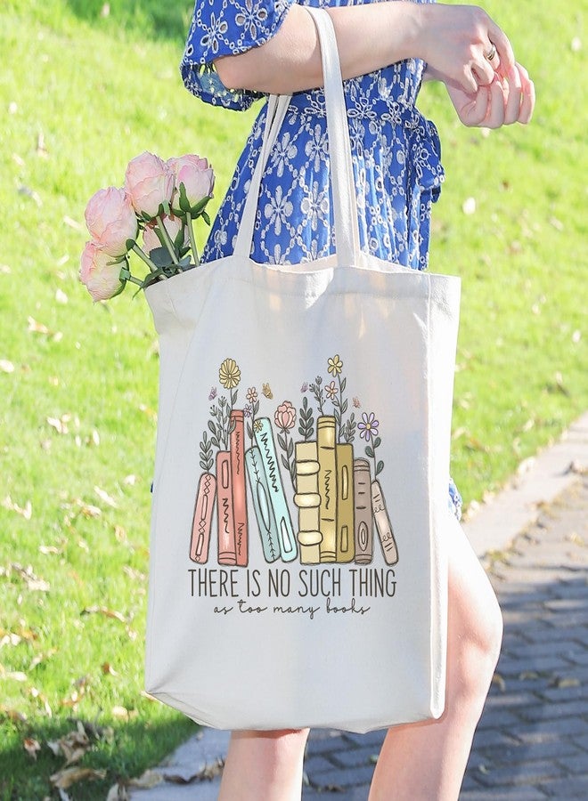 LEADO Cute Canvas Tote Bag with Pockets, Book Lovers Gifts - Thanksgiving, Birthday, Christmas Gifts for Book Lovers Women - Reading Accessories, Librarian, Bookish, Readers, Teacher, Library Present - Image 2