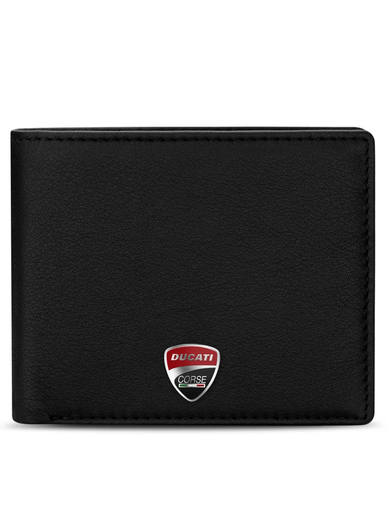 دوكاتي كورس Ducati Corse Lucca Black Genuine Leather Wallet For Men - DTLGW2201001