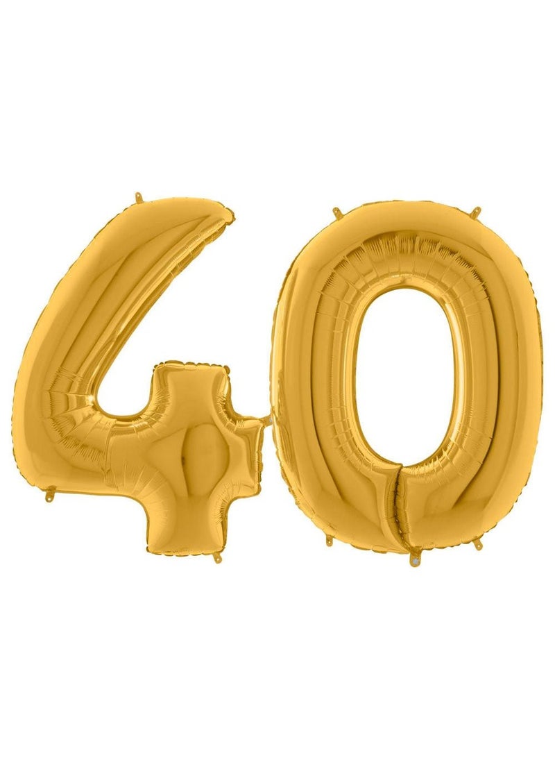 مجموعة بالونات عيد ميلاد رقم 40 من رقائق الألومنيوم باللون الذهبي 100 سم
