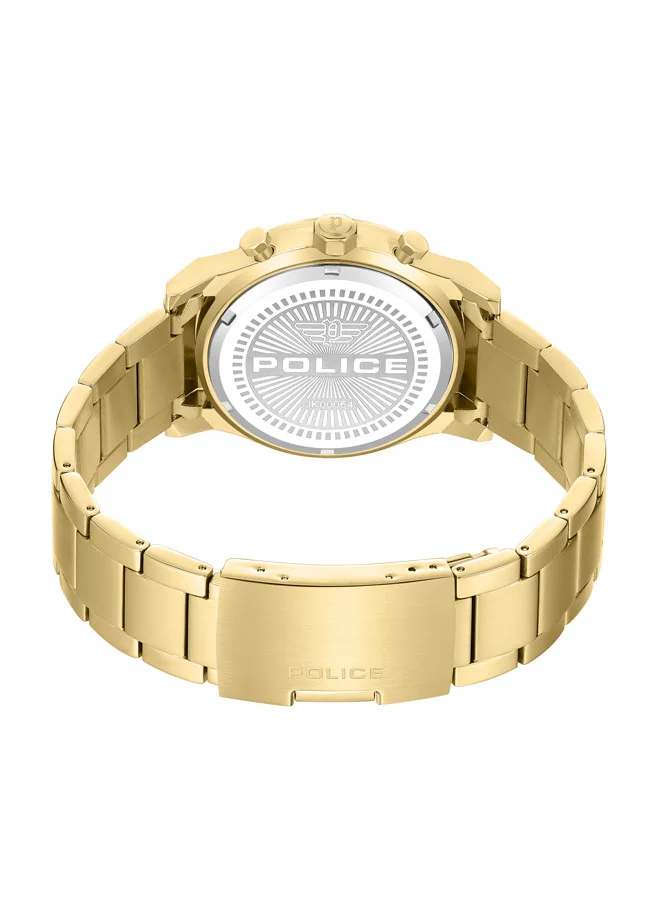 POLICE Men's Knotty Men's 42mm Multi-Function Watch with Ion-Plated Gold Top Ring & Stainless Steel Bracelet