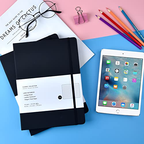 Coopay 2 Pack B5 Journal Notebooks Classic College Ruled Notebooks Hardcover Lined Journals for Office Home School Business Writing Note Taking, 10.2 x 7.5 inch, 100GSM Thick Paper, 160 Pages (Black) - Image 5