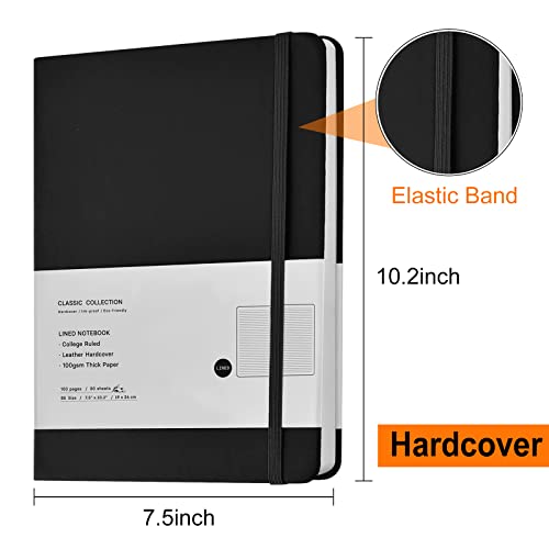 Coopay 2 Pack B5 Journal Notebooks Classic College Ruled Notebooks Hardcover Lined Journals for Office Home School Business Writing Note Taking, 10.2 x 7.5 inch, 100GSM Thick Paper, 160 Pages (Black) - Image 2