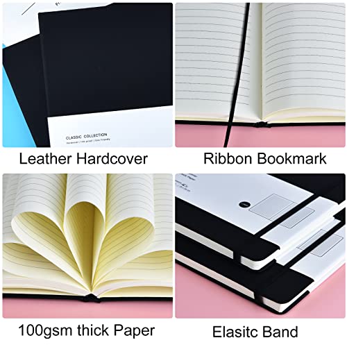 Coopay 2 Pack B5 Journal Notebooks Classic College Ruled Notebooks Hardcover Lined Journals for Office Home School Business Writing Note Taking, 10.2 x 7.5 inch, 100GSM Thick Paper, 160 Pages (Black) - Image 3