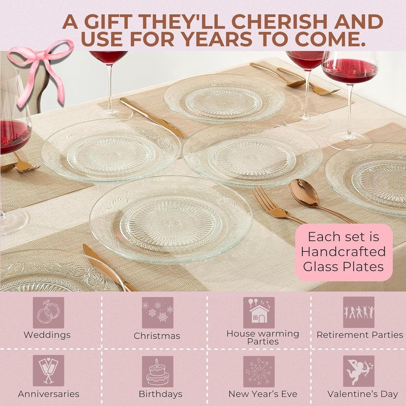 Khen Art Deco Vintage Crystal Glass Plates Set of 6 105 Dinner Plates  Dessert Server Appetizer Plate Snack Fruit Side Serveware Dishwasher Safe 100 Borosilicate Glass - Image 5