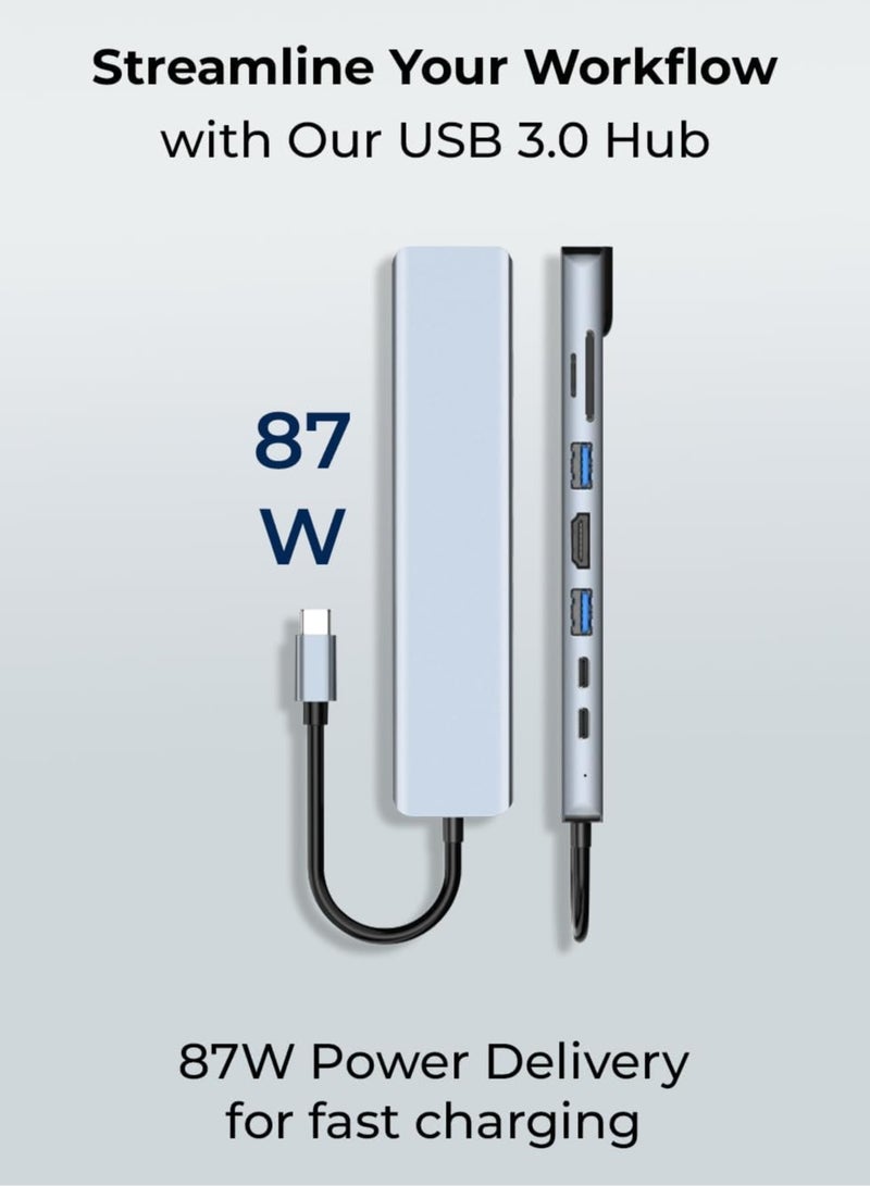 موزع USB-C 8 في 1 - محول متعدد المنافذ مع HDMI بدقة 4K، وشحن سريع PD، وإيثرنت، ومنفذي USB، وقارئ بطاقات SD/TF - متوافق مع أجهزة MacBook Pro وXPS والمزيد من أجهزة USB-C - Image 4