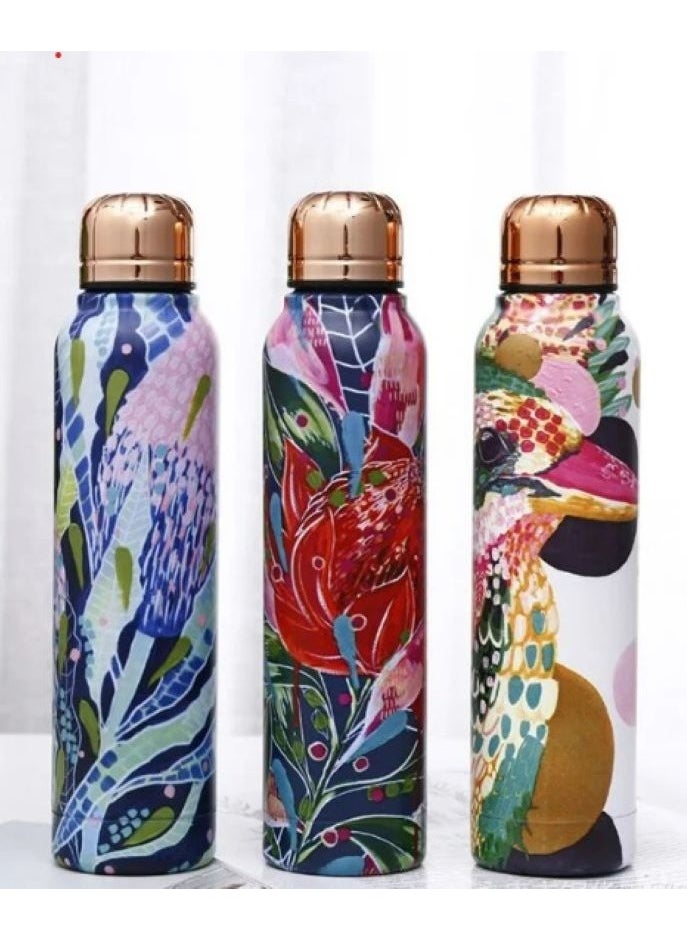 ALLKING - Artistic Stainless Steel Drink Bottle 500ml with Rose Gold Cap - Image 1