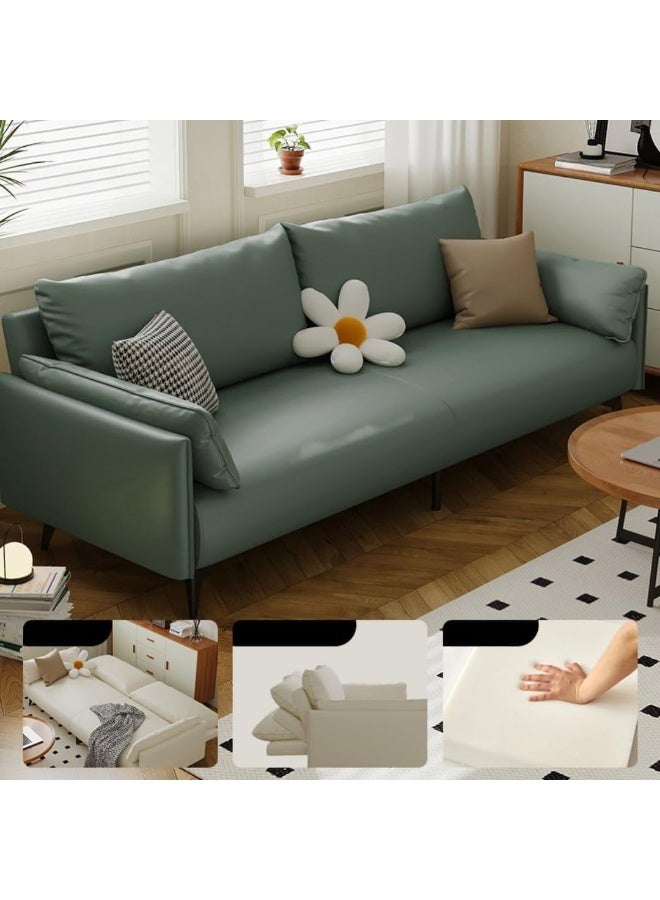 Poppins Home Portable Convertible Sleeper Sofa - Modern Tech Cloth, Memory Foam, Wood Frame, Stain Resistant, 3-Seater Sofa for Living Room(Blackish Green)
