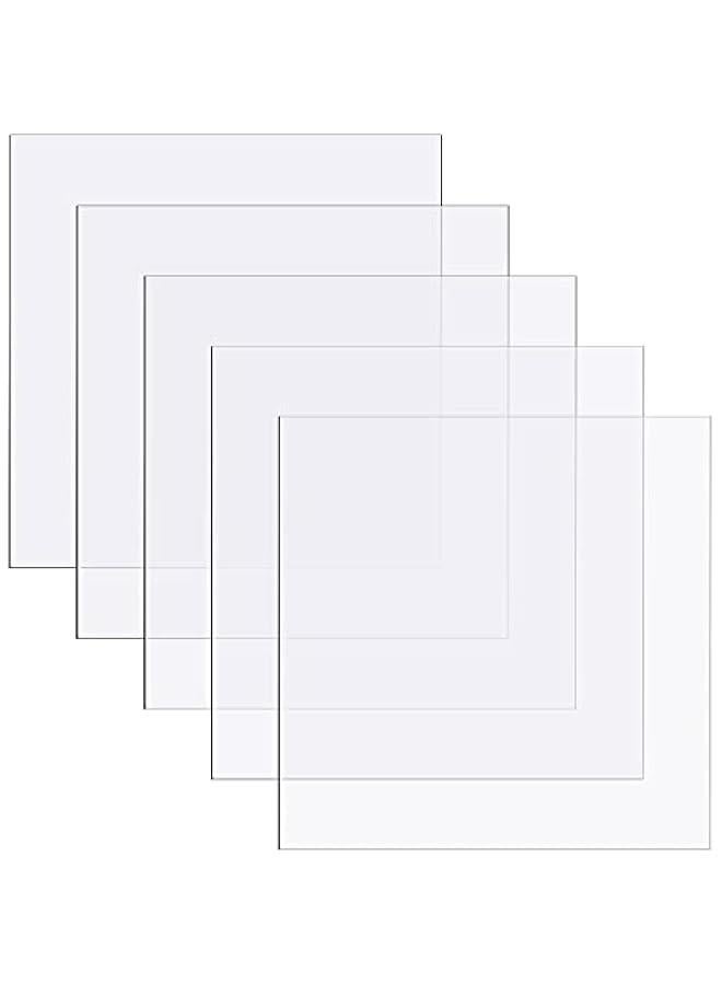 خمس أوراق بولي كربونات شفافة بمقاس 12 × 12 × 0.02 بوصة لوح بلاستيكي رفيع مقاوم للاكريليك مع ورق واقي للحرف اليدوية والوثائق والإطارات الصورية بسهولة القص. - Image 1