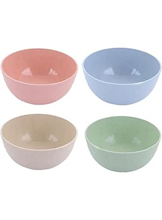4 Pcs 15cm Large Wheat Straw Plastic Mixing Bowls Set Food Grade Salad Serving Bowls - Image 1