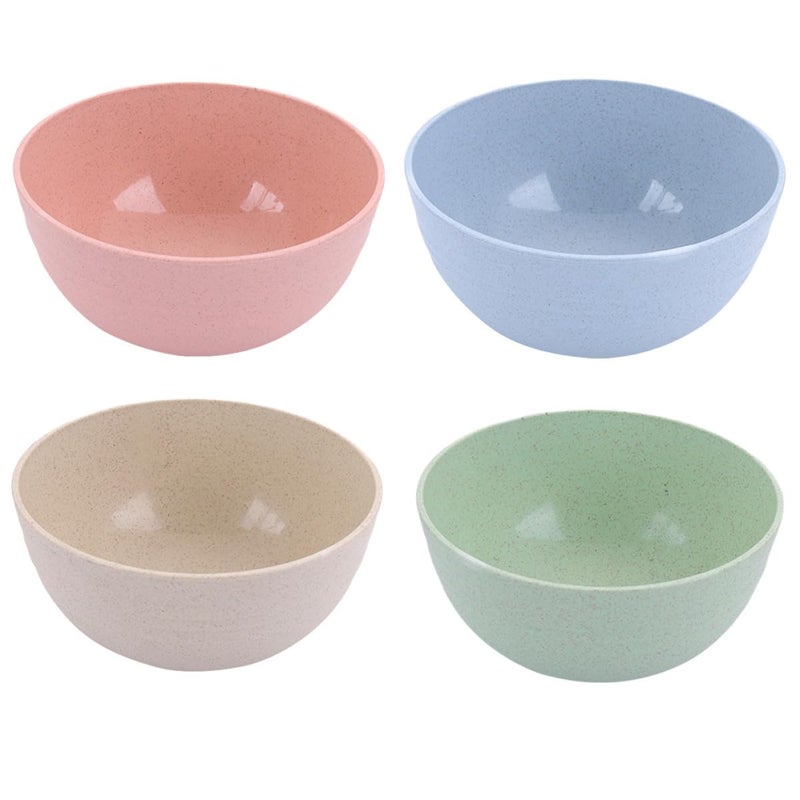4 Pcs 15cm Large Wheat Straw Plastic Mixing Bowls Set Food Grade Salad Serving Bowls - Image 2