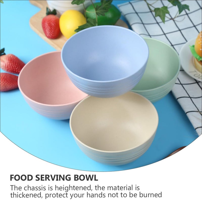 4 Pcs 15cm Large Wheat Straw Plastic Mixing Bowls Set Food Grade Salad Serving Bowls - Image 4
