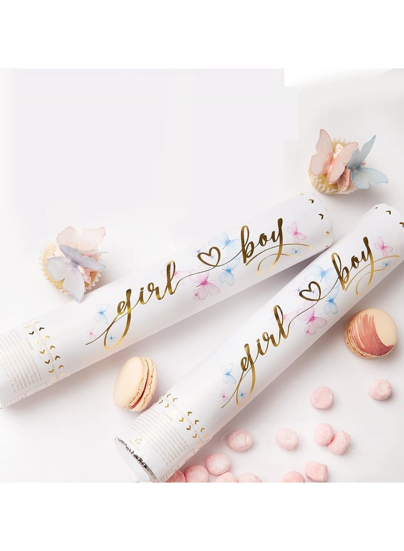 2 Pices Gender Reveal Confetti Cannon Butterfly Confetti Party Poppers Pink Color For Girl - Image 3