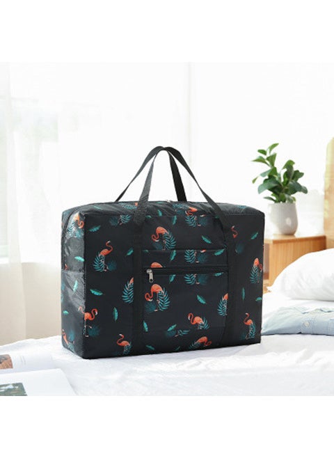 Generic Waterproof Thickened Foldable Large Capacity Handheld Travel Storage Bag For Business Trips And Short Journeys Single Shoulder L Black flamingo 