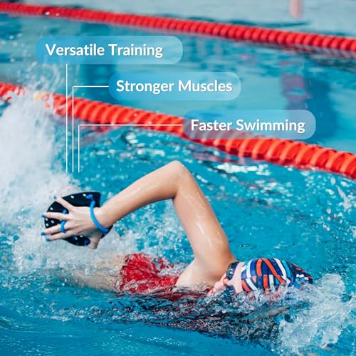 Sporti مجاذيف سباحة سبورتي باور - مجاذيف تدريب السباحة اليدوية - أحزمة قابلة للتعديل - معدات السباحة (كبير، أسود) - Image 4