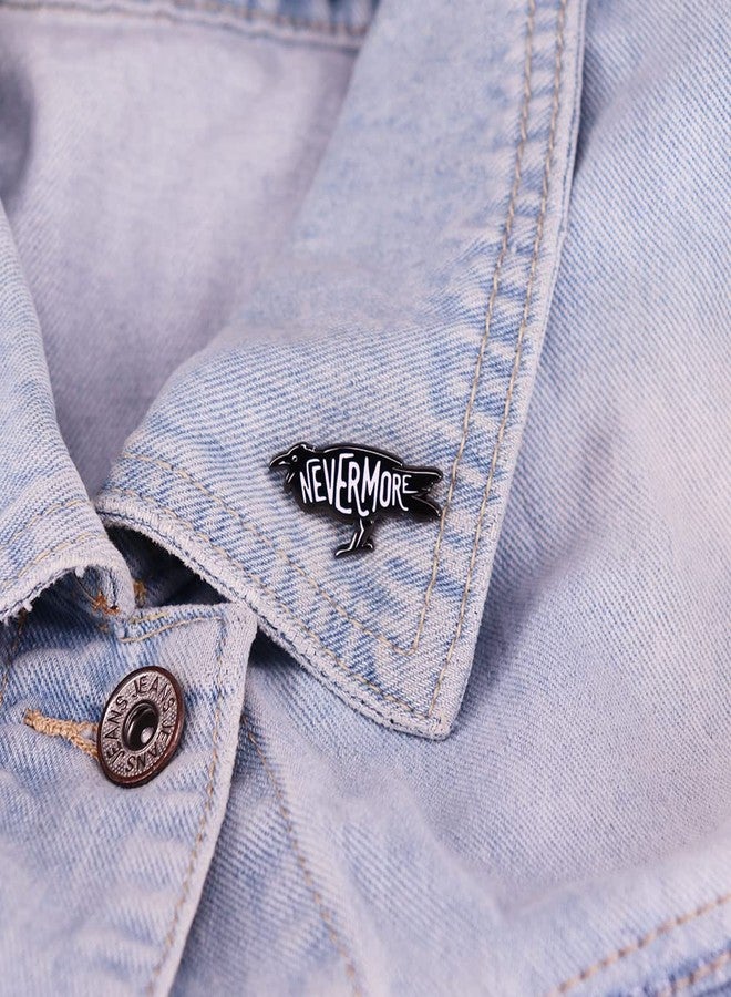 GuDeKe Edgar Allan Poe Never More Enamel Metal Pins Brooch Badge Raven Gothic Literary Enthusiast Fan Gift(1 pack) - Image 3