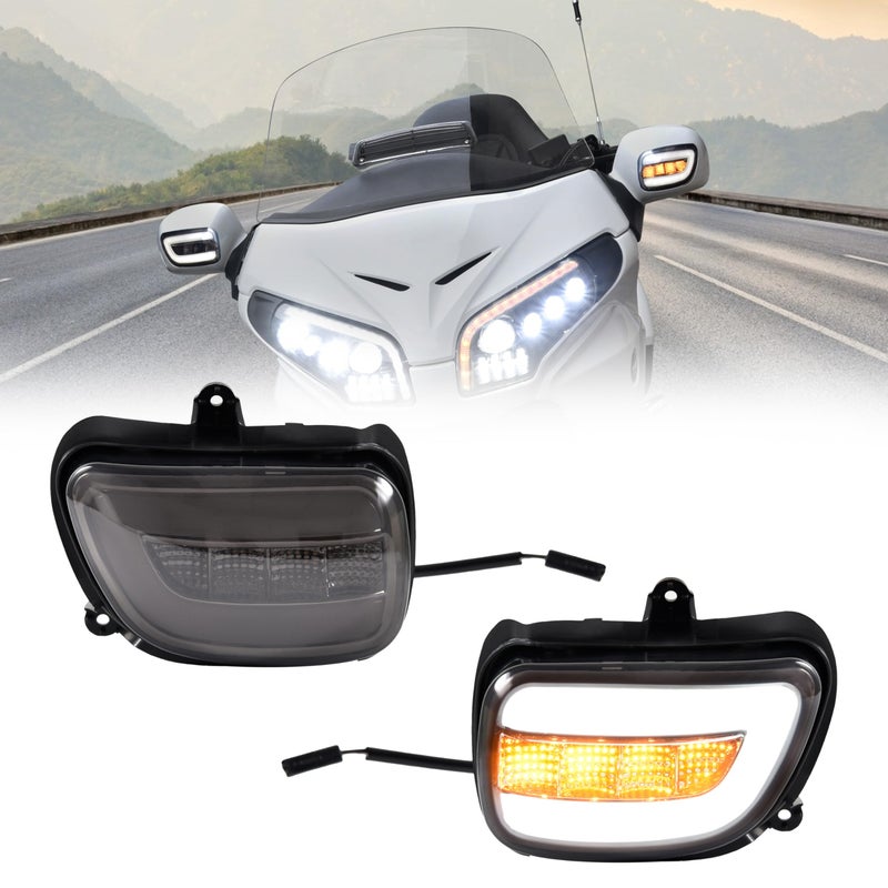 VEISUTOR Rearview Side Mirrors LED Turn Signals for Goldwing GL1800 Smoked Lens Vehicle Reversing Mirror Turn Signal With DRL for Honda Gold Wing GL1800 20012017 Accessories