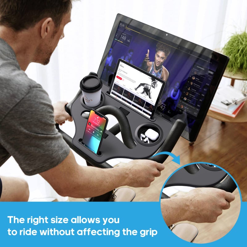 Qsxou Desk Attachment for Peloton Bike (NOT Bike+) Tray Holder for Phone, Cup, Tablet, Ergonomic Platform Tray Accessories for Peloton Spin Bikes - Image 4