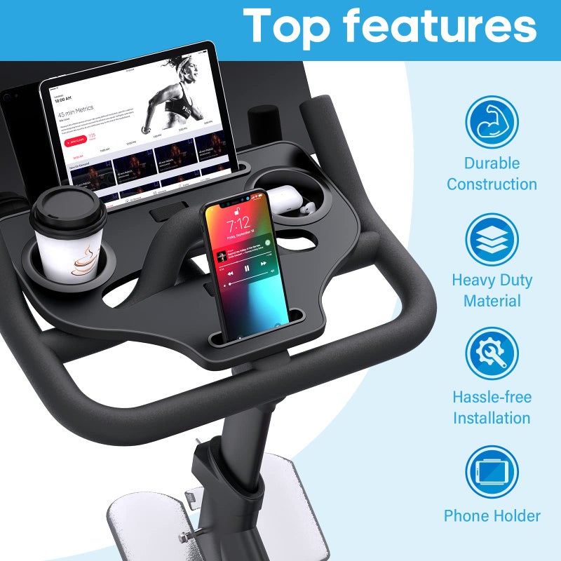 Qsxou Desk Attachment for Peloton Bike (NOT Bike+) Tray Holder for Phone, Cup, Tablet, Ergonomic Platform Tray Accessories for Peloton Spin Bikes - Image 2