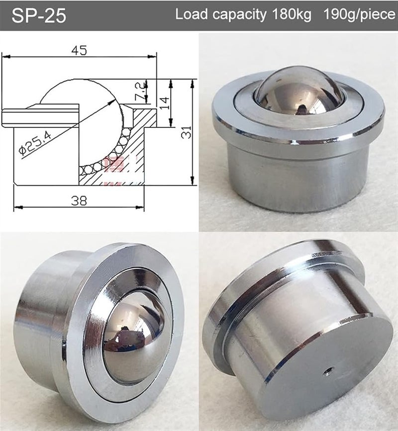 عجلات محامل الكرة العالمية SP 25 نظام نقل مرن عجلة الأثاث قطعة واحدة - Image 3