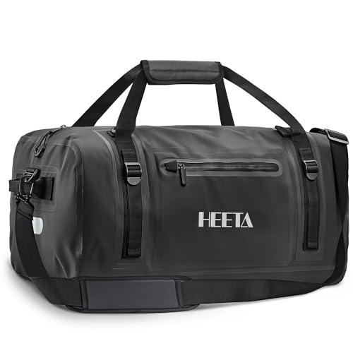 HEETA Waterproof Motorcycle Dry Bag Waterproof Duffel Luggage Travel Bags with Zippered Closure Pocket Shoulder Straps Large Space for Motorcycling Camping Commuting Boating Black 50L - Image 1