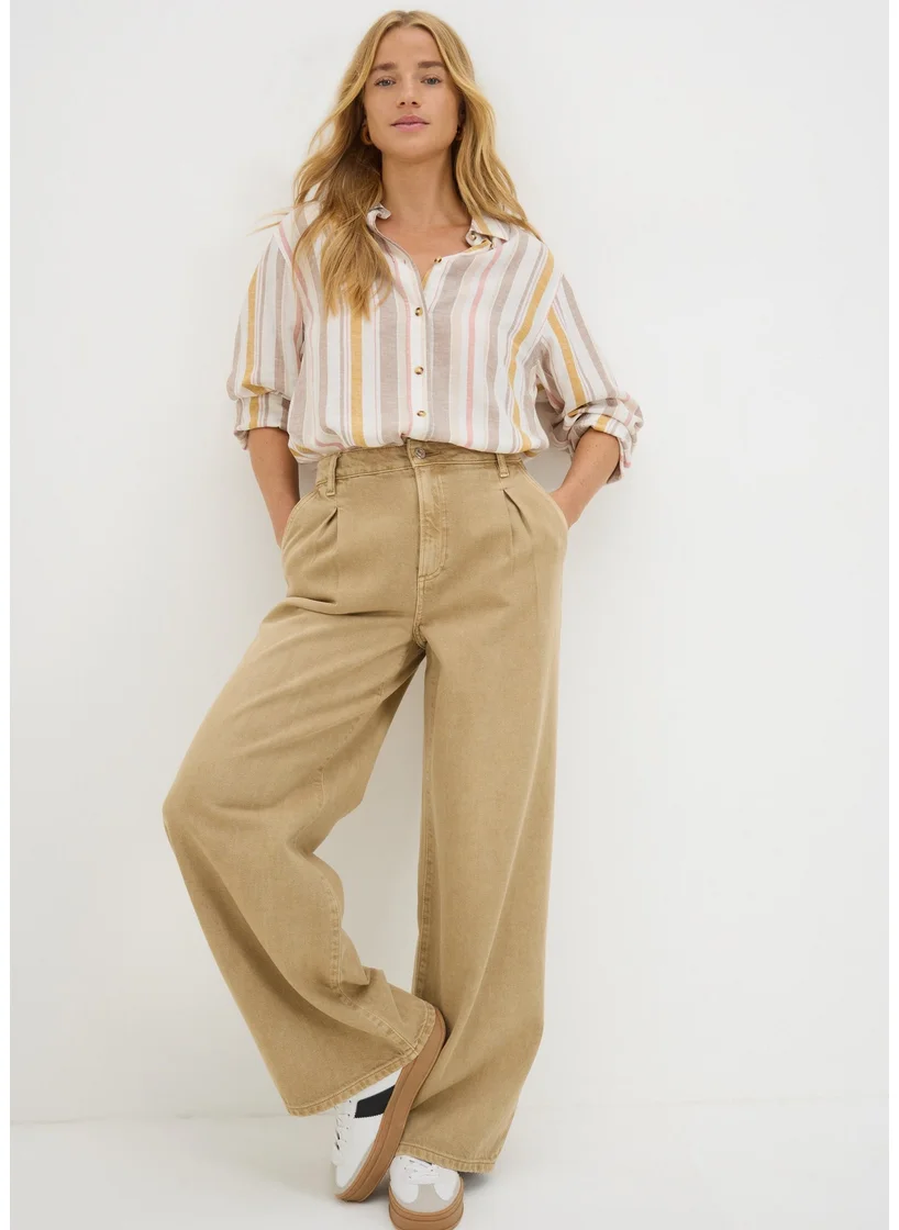 Matalan Cream Stripe Linen Blend Shirt