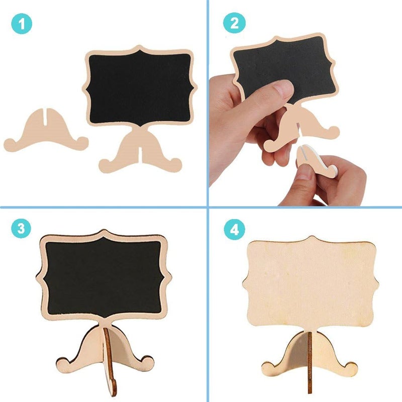 DSTELIN 20 Pcs Wood Mini Chalkboard Signs with Support Easels Place Cards Small Rectangle Chalkboards Blackboard for Weddings Birthday Parties Table Numbers Message Board Signs and Event Decorations  - Image 3
