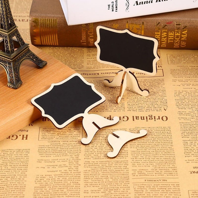 DSTELIN 20 Pcs Wood Mini Chalkboard Signs with Support Easels Place Cards Small Rectangle Chalkboards Blackboard for Weddings Birthday Parties Table Numbers Message Board Signs and Event Decorations  - Image 2