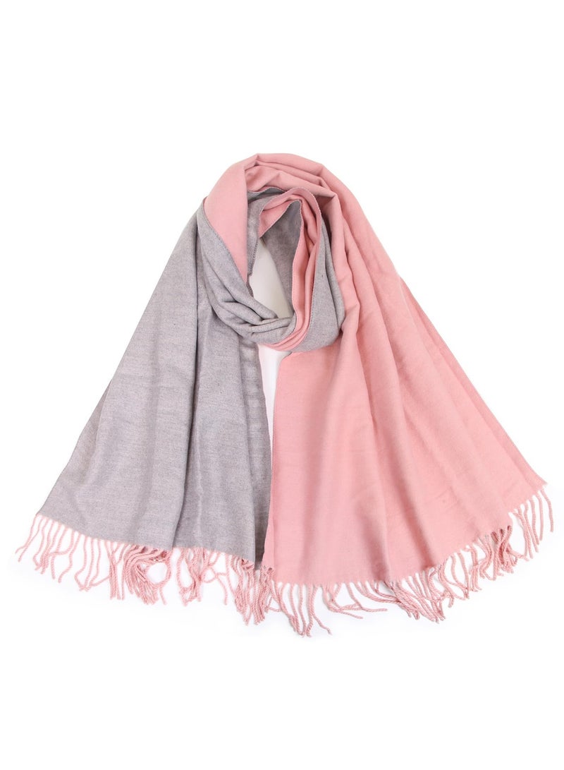 SYOSI وشاح نسائي من الصوف، شال من الكشمير الدافئ لفصل الشتاء، وشاح طويل كبير بلونين، شالات ناعمة سميكة للخارجية، الزفاف، ترافر (وردي رمادي) - Image 1
