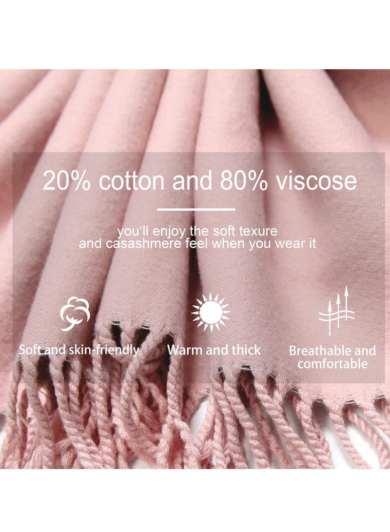 SYOSI وشاح نسائي من الصوف، شال من الكشمير الدافئ لفصل الشتاء، وشاح طويل كبير بلونين، شالات ناعمة سميكة للخارجية، الزفاف، ترافر (وردي رمادي) - Image 4