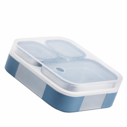 VAYA Tydbyt Lunch Box for Kids Boys, 650 ml, Steel Tiffin Box for Office with 3 Stainless Steel Containers & Lids, Organized Meals with No Mix-Ups, School Ready Bento Box, Blue - Image 1