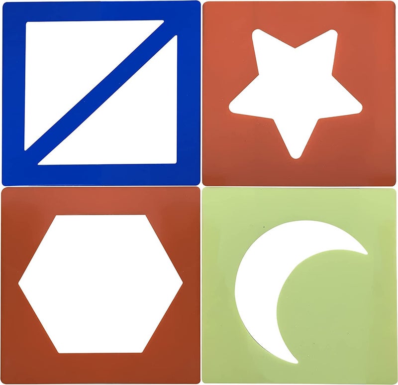 Haoser 12 Pieces,Geometric Shapes Stencils Simple Painting Stencils Triangle Round Wooden Color Drawing Templates Art Painting Templates for DIY Craft (4 Inch) - Image 5
