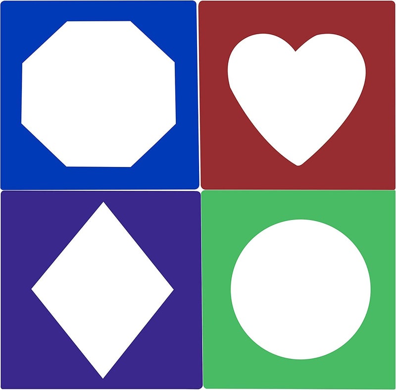 Haoser 12 Pieces,Geometric Shapes Stencils Simple Painting Stencils Triangle Round Wooden Color Drawing Templates Art Painting Templates for DIY Craft (4 Inch) - Image 4
