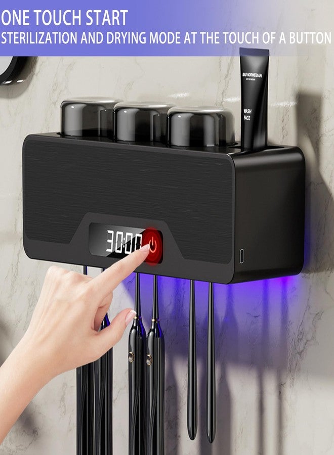Wekity Wall-Mounted Toothbrush Holder, Automatic Toothpaste Dispenser Space Saving Toothbrush and Toothpaste Holder，Multi-Functional Toothbrush Holder with 2 Cups for Bathroom (Black) - Image 5