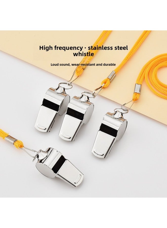 Generic School Stainless Steel Whistle PE Teacher Special Super Loud Treble Whistle Coach Children's Toy Whistle To Survive-Color:1 Police Whistle + Black Rope Independent Bag - Image 3