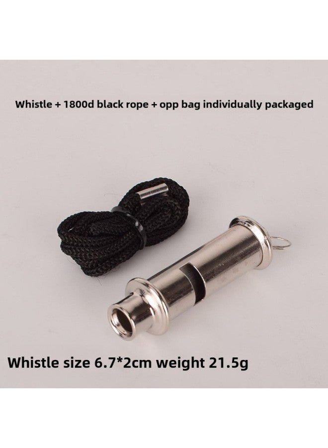 Generic School Stainless Steel Whistle PE Teacher Special Super Loud Treble Whistle Coach Children's Toy Whistle To Survive-Color:1 Police Whistle + Black Rope Independent Bag - Image 1