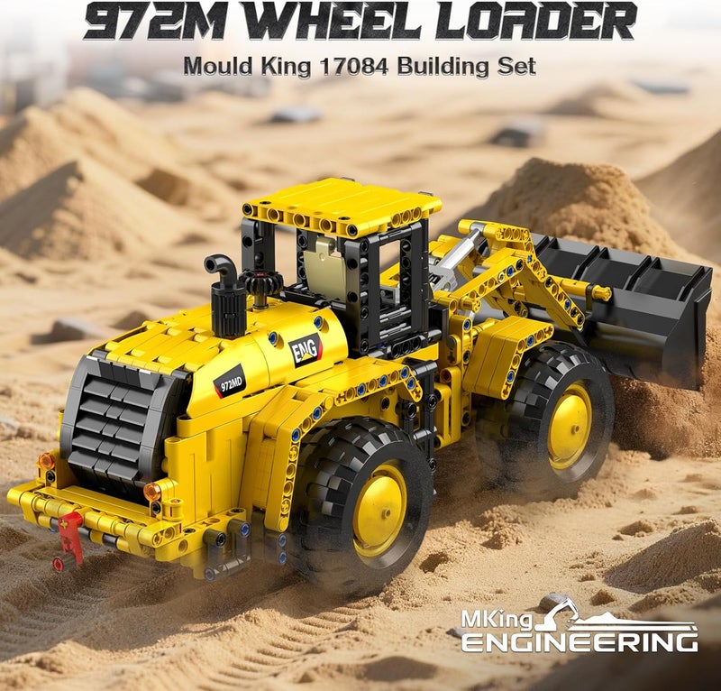 mould king 17084 Technik Wheel Loader Building Blocks - Construction Vehicle Toy with Articulated Steering and Movable Shovel - Birthday Gift Building Block Toy for Adults from 14 Years (910 Pieces) - Image 2