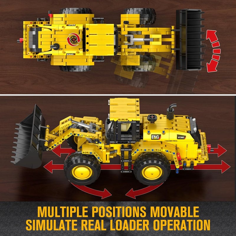mould king 17084 Technik Wheel Loader Building Blocks - Construction Vehicle Toy with Articulated Steering and Movable Shovel - Birthday Gift Building Block Toy for Adults from 14 Years (910 Pieces) - Image 4