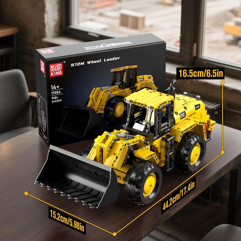 mould king 17084 Technik Wheel Loader Building Blocks - Construction Vehicle Toy with Articulated Steering and Movable Shovel - Birthday Gift Building Block Toy for Adults from 14 Years (910 Pieces) - Image 5
