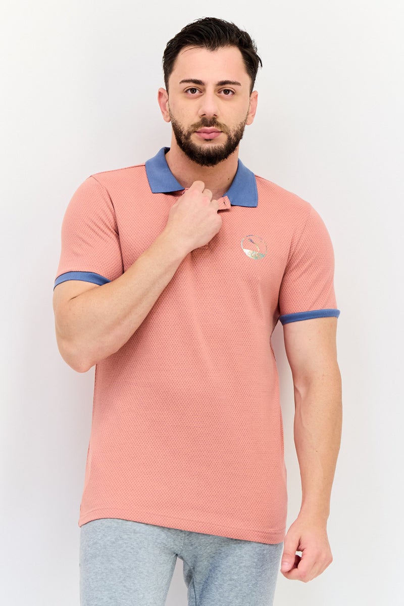 Puma x One8 Men Slim Fit Brand Logo Short Sleeves Training Polo Shirt, Pink - Image 1