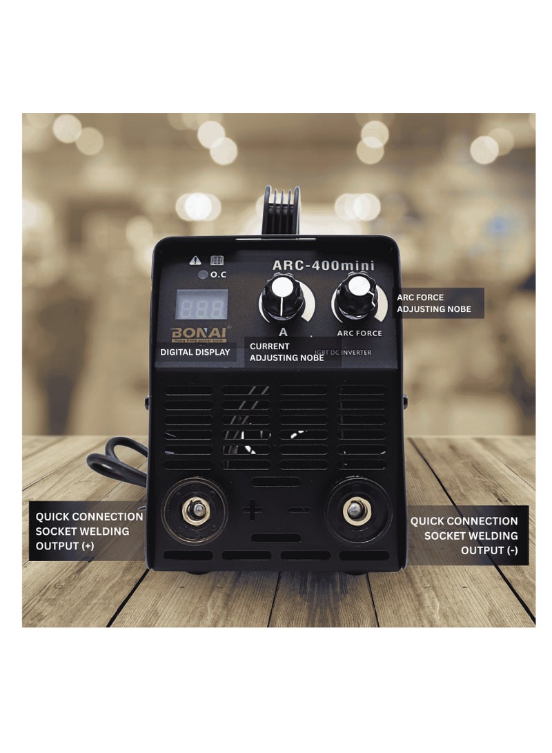 BONAI ARC-400 Mini Inverter Welder 220-240V | Portable MMA Welding Machine | IGBT DC Inverter 20-105A | Lightweight, Energy-Saving, Complete Welding Kit, BN-HK87 - Image 4